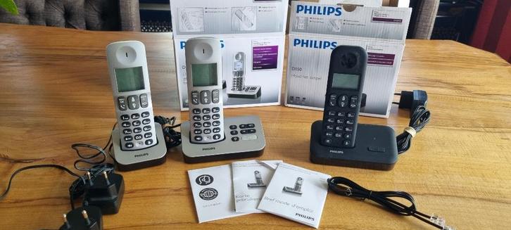 Philips duo telefoonset D 505 + D 150, Telecommunicatie, Vaste telefoons | Handsets en Draadloos, Zo goed als nieuw, 3 handsets