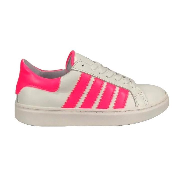 JOPPER maat 28 lerensneaker/rits wit/neon - gratis verzenden, Kinderen en Baby's, Kinderkleding | Schoenen en Sokken, Nieuw, Schoenen