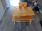 Zeer leuk kindertafel met stoel en bankje., Ophalen of Verzenden, Gebruikt, Overige typen