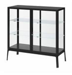 MILSBO - vitrinekast Ikea antraciet grijs 101x100, Ophalen, Met plank(en), 100 tot 150 cm, 50 tot 100 cm