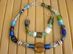 Ketting set Murano lampwork, zilverfoil, bruidstaart kralen., Sieraden, Tassen en Uiterlijk, Kettingen, Verzenden, Zo goed als nieuw