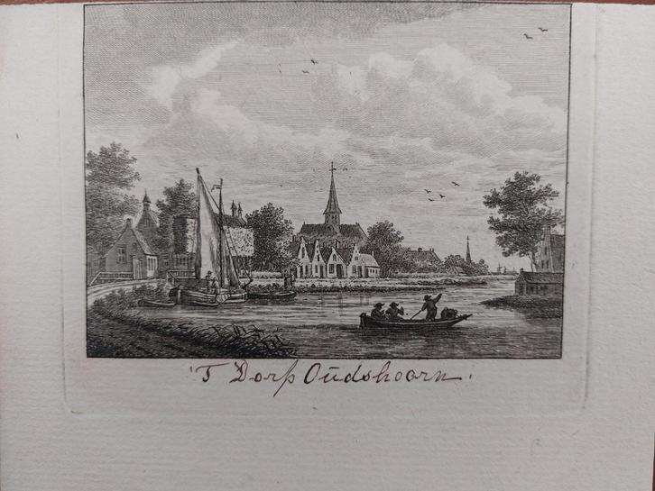 125 / Dorp Oudshoorn - Gravure uit 1792 van J. Bulthuis, Antiek en Kunst, Kunst | Etsen en Gravures, Ophalen of Verzenden