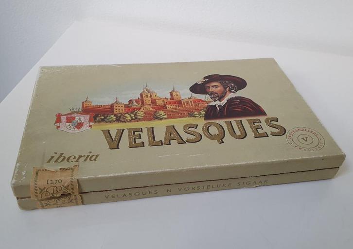 antieke sigarendoos van Velasques Iberia, incl 4 sigaren, Verzamelen, Blikken, Gebruikt, Overige, Overige merken, Verzenden