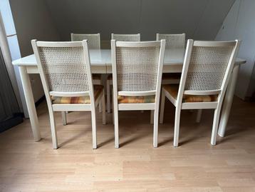 eetkamerset eettafel B90xL150-192 uitschuifbaar + 6 stoelen beschikbaar voor biedingen