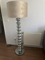Luxe lampenset chroom & beige krokodillenprint kap., Huis en Inrichting, Lampen | Vloerlampen, Ophalen, Zo goed als nieuw, Metaal