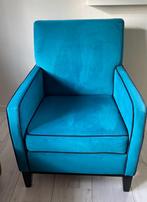Blauw Velours fauteuil, Huis en Inrichting, Stoelen, Blauw, Zo goed als nieuw, Eén, Ophalen