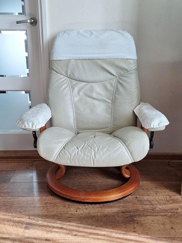 Stressless Fauteuil Leer - Gratis Af te Halen!, Huis en Inrichting, Fauteuils, Gebruikt, Hout, Leer, 75 tot 100 cm, 75 tot 100 cm