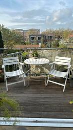 2 Franse Youpy vintage houten tuinstoelen 1960, Stoel, Ophalen of Verzenden, 2 zitplaatsen, Zo goed als nieuw