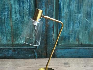 Bureaulamp goudkleur met glazenkap beschikbaar voor biedingen