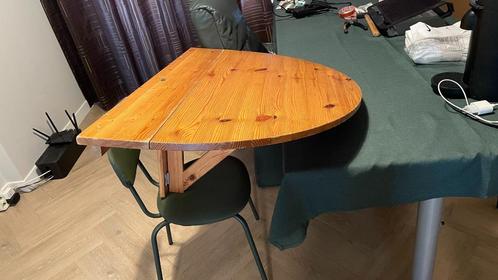 Inklapbaar bijzettafeltje, Huis en Inrichting, Tafels | Bijzettafels, Gebruikt, Rond, 45 tot 60 cm, 75 cm of meer, Hout, Ophalen