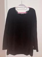 Zwarte trui met kanten kraag - XL, Ophalen of Verzenden, Gedragen, Maat 46/48 (XL) of groter, Zwart