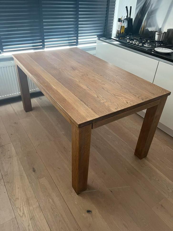 Uitschuifbare Eikenhouten Eettafel 160-210x90, Huis en Inrichting, Tafels | Eettafels, Gebruikt, 50 tot 100 cm, 150 tot 200 cm