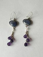 Zilveren LAPIS LAZULI  met AMETHIST oorbellen, Verzenden, Zo goed als nieuw, Paars, Zilver