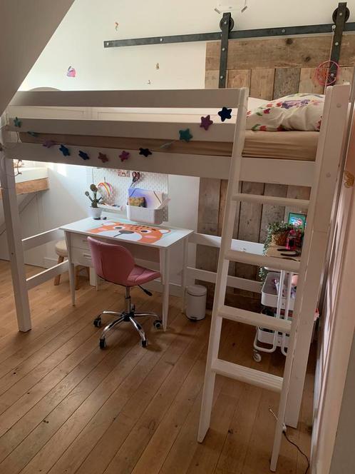 Hoogslaper wit hout, Kinderen en Baby's, Kinderkamer | Stapelbedden en Hoogslapers, Gebruikt, Hoogslaper, Ophalen