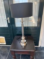 Zilveren lampenenvoet met zwarte kap, Huis en Inrichting, Lampen | Tafellampen, Ophalen of Verzenden, Zo goed als nieuw, Overige materialen
