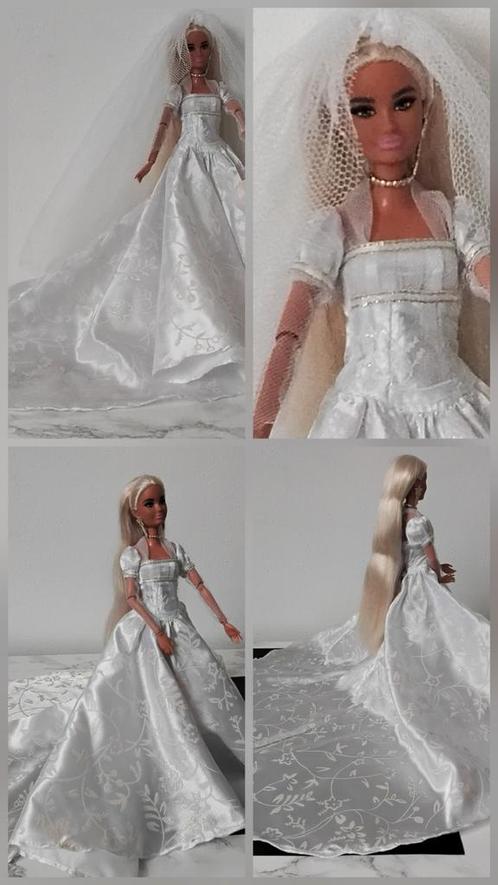 Barbie Poppen Trouwjurk Sluier Accessoires Bruidsjurk, Kinderen en Baby's, Speelgoed | Poppen, Gebruikt, Barbie, Ophalen of Verzenden