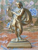 Zwaar antiek brons beeld uit Engeland van een muzikant 1850.