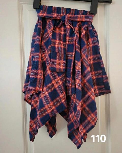 Asymmetrische rok donkerblauw rood geblokt stretch stoer, Kinderen en Baby's, Kinderkleding | Maat 110, Zo goed als nieuw, Meisje