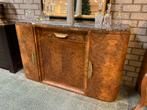 Art Deco dressoir 1920/1930 wortelnoten fineer marmeren blad, Met plank(en), 150 tot 200 cm, Ophalen of Verzenden, Zo goed als nieuw