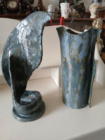 2 delige set/Keramiek abstract geglazuurd  beschikbaar voor biedingen
