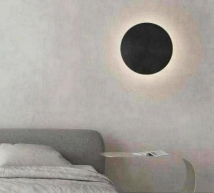 Creatieve Wandlamp wand-lamp LED zwart cirkel rond 30 cm, Huis en Inrichting, Lampen | Wandlampen, Nieuw, Metaal, Ophalen of Verzenden