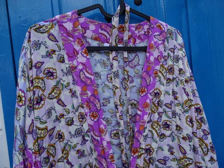 ZHENZI KATOEN KIMONO BLOUSE GEBLOEMD- MT48-52-BOHO-IBIZA, Kleding | Dames, Grote Maten, Zo goed als nieuw, Blouse of Tuniek, Overige kleuren