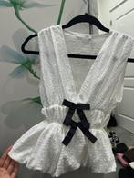 Witte Topje met Strikken - Zara Maat S, Kleding | Dames, Tops, Verzenden, Wit, Zo goed als nieuw, Maat 36 (S)