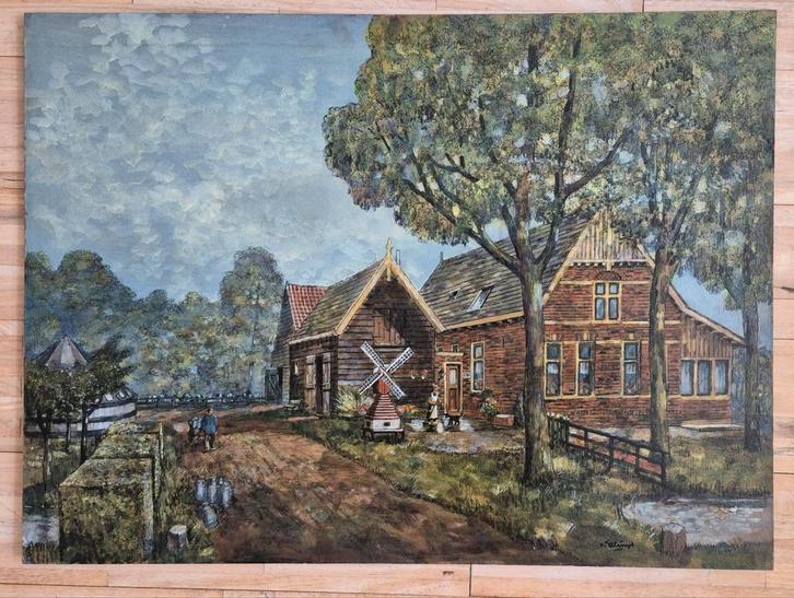 Schilderij BC van Ettinger, Voorschoten Nu 100eu!!, Antiek en Kunst, Kunst | Schilderijen | Klassiek, Ophalen of Verzenden