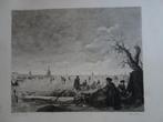 ets ijsvermaak, schaatsers en eenden jagers W. Steelink, Antiek en Kunst, Kunst | Etsen en Gravures, Verzenden