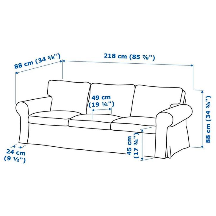 Grijze 3-zitsbank met comfortabele kussens ikea ektorp, Huis en Inrichting, Banken | Bankstellen, Gebruikt, Rechte bank, Driepersoons