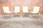 ZGAN! 4 gebroken witte leren Leolux Natello design stoelen, Leolux, Leolux, Wit, Design