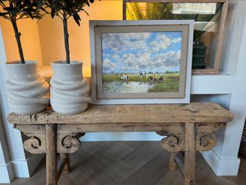 Schilderij - polderlandschap - klassiek - koeien - weiland beschikbaar voor biedingen