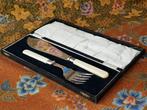 Mooi oud Engels silverplate viscouvert in een etui 31,4 cm., Antiek en Kunst, Antiek | Bestek, Ophalen of Verzenden