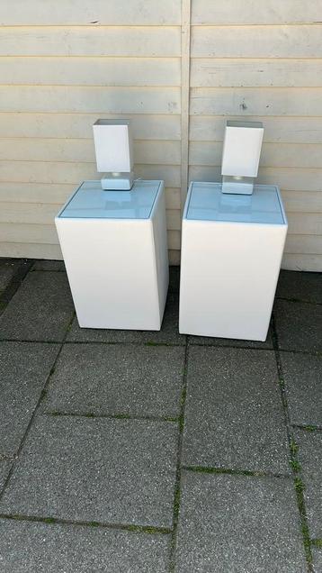 Nachtkastjes set 2 stuks wit leder inc lampjes