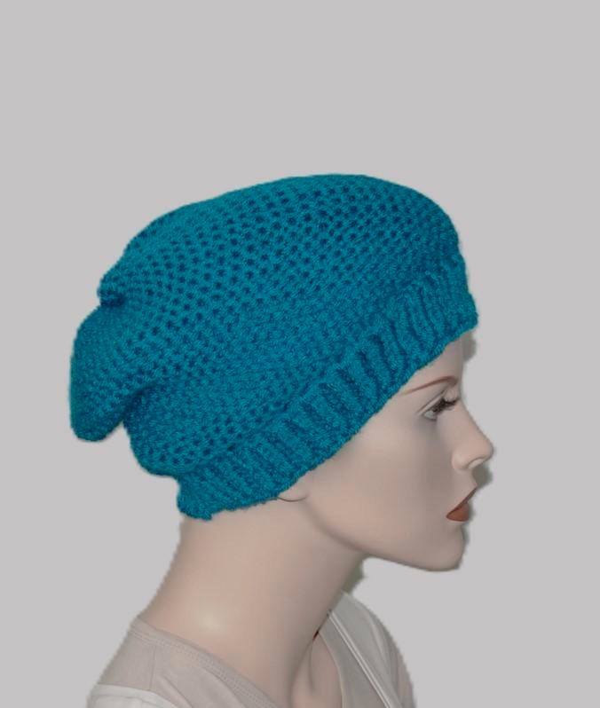 Handgemaakte Beanie - Petrol, Kleding | Dames, Mutsen, Sjaals en Handschoenen, Nieuw, Muts, Maat 38/40 (M), Ophalen of Verzenden