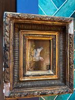 Oude Schilderij Kip met Gouden Lijst, Antiek en Kunst, Ophalen of Verzenden