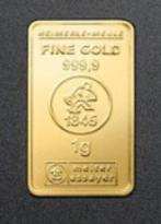 1g Goudstaaf Heimerle + Meule Secain Card 999.9, Ophalen of Verzenden, Goud