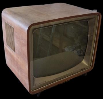 Oude nostalgische zwart-wit tv Philips beschikbaar voor biedingen