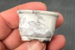 Bonsai Mame pot gedecoreerd gemerkt Japans 4x4x2,8, Vierkant, Ophalen of Verzenden, Zo goed als nieuw, Aardewerk