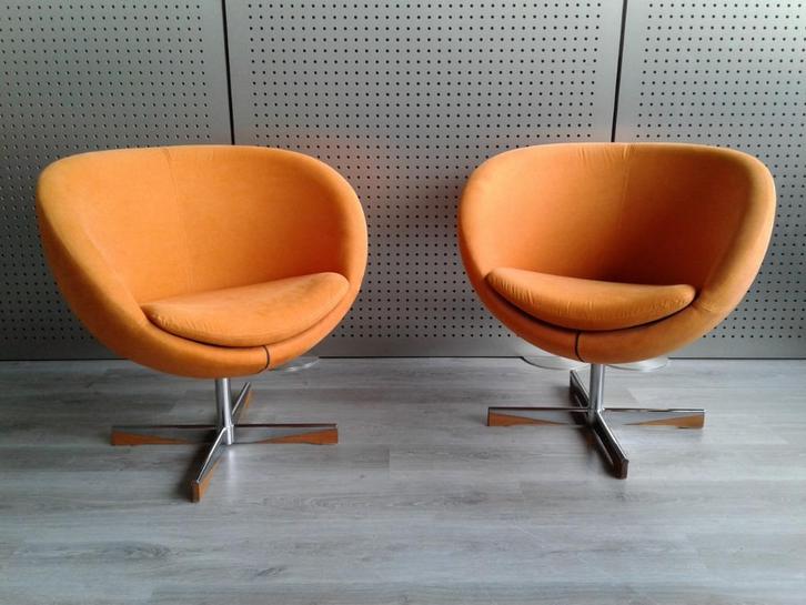 Set van 2x Variér (Stokke) Planet (Oranje), Heel Mooi!, Huis en Inrichting, Fauteuils, Zo goed als nieuw, Hout, Metaal, Stof, Overige materialen