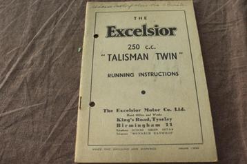 Excelsior 250cc Talisman twin 1950 motorcycle  instructions beschikbaar voor biedingen