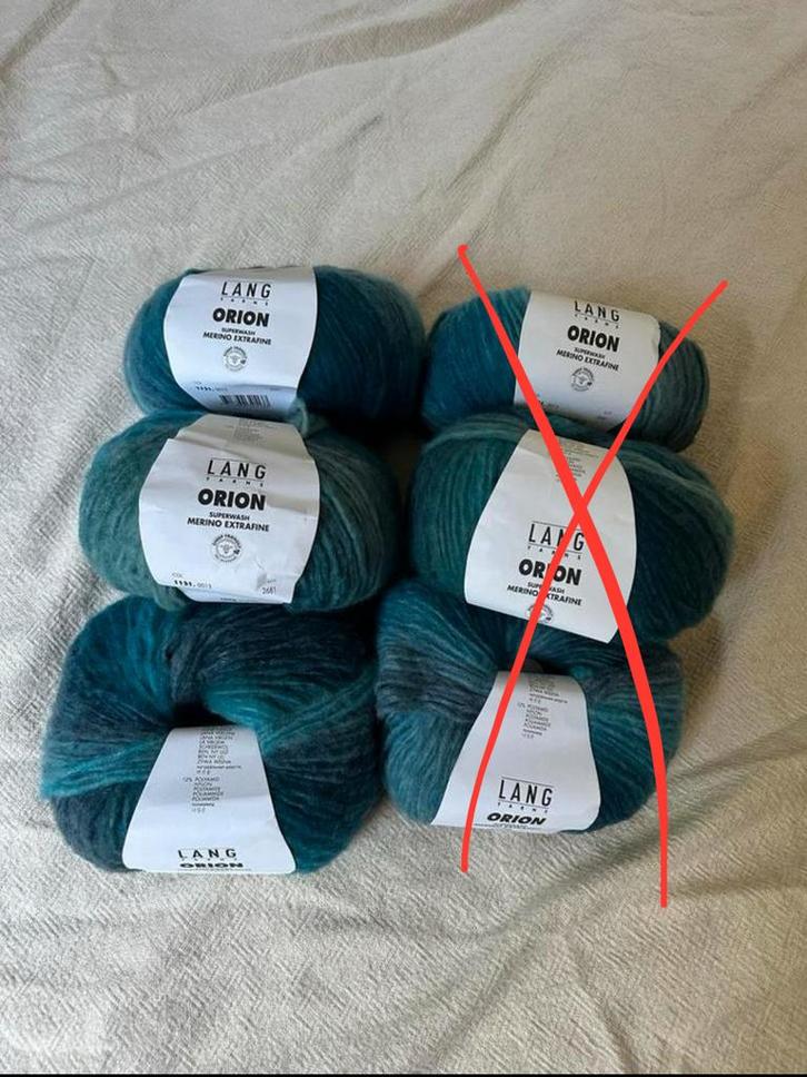 3 x Lang Yarns Orion 0013, Turquoise/Blauw merino (cloud), Hobby en Vrije tijd, Breien en Haken, Zo goed als nieuw, Breien of Haken