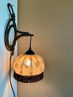 Vintage wandlamp bamboe met stoffen kap, Huis en Inrichting, Lampen | Wandlampen, Ophalen of Verzenden