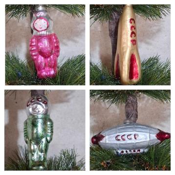 Oude vintage russisch ussr kerstbal space zeppelin astronaut beschikbaar voor biedingen