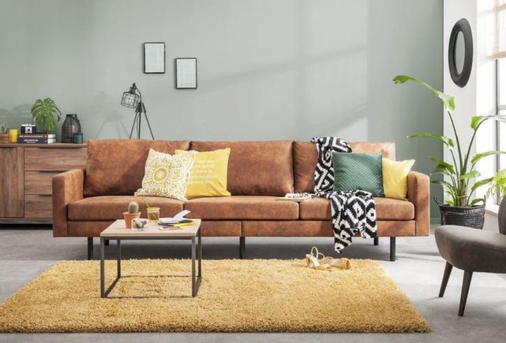 Couch - Sofa/Bank - 4 Seater - Cognac, Huis en Inrichting, Banken | Bankstellen, Zo goed als nieuw, Rechte bank, Vierpersoons of meer