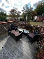 Leuk en praktisch Tuin/balkonset tafel stoelen en bankje, Huis en Inrichting, Ophalen, Rechthoekig, 75 cm of meer, 60 cm of meer