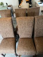 6 Bruine Eetkamerstoelen - Snel Afhalen!, Gebruikt, Bruin, Ophalen of Verzenden, Stof
