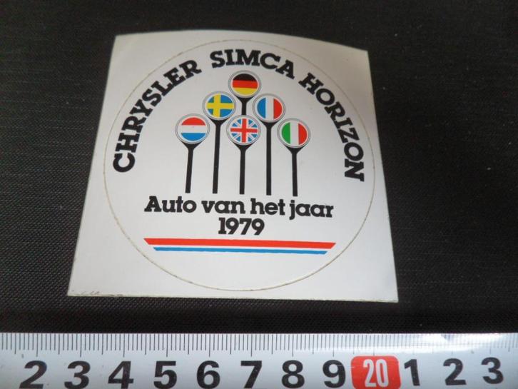 sticker auto van het jaar 1979 - chrysler simca horizon, Verzamelen, Stickers, Zo goed als nieuw, Bedrijf of Vereniging, Ophalen