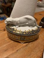 Limoges Porseleinen sieradendoosje met panter, Antiek en Kunst, Ophalen of Verzenden
