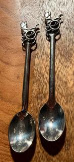 2 verzilverde lepeltjes 3D met kinderwagen geboortekado, Ophalen of Verzenden